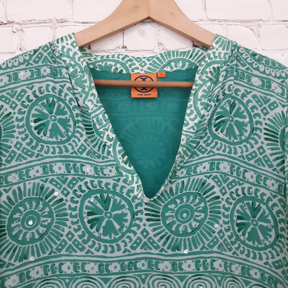 Tory Burch Silk Tunic Top Sequins - Picture 2 of 8
